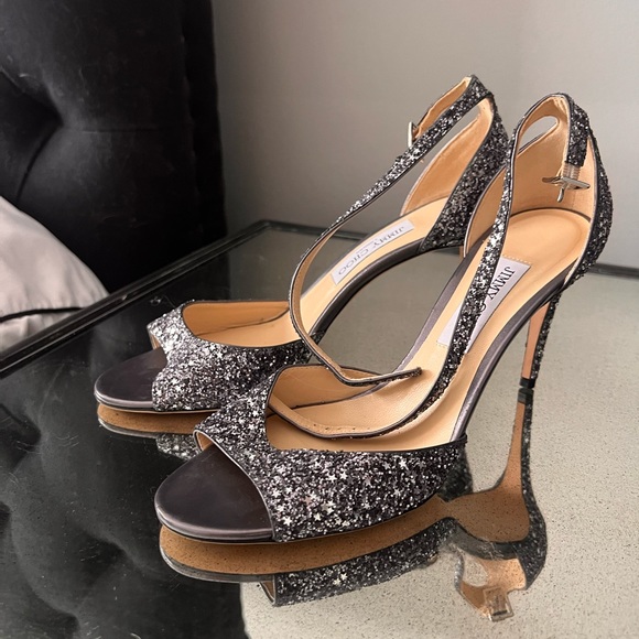 Brand new Jimmy Choo gun medal speckle star heels sandals 40 9.5 10 - Picture 3 of 10